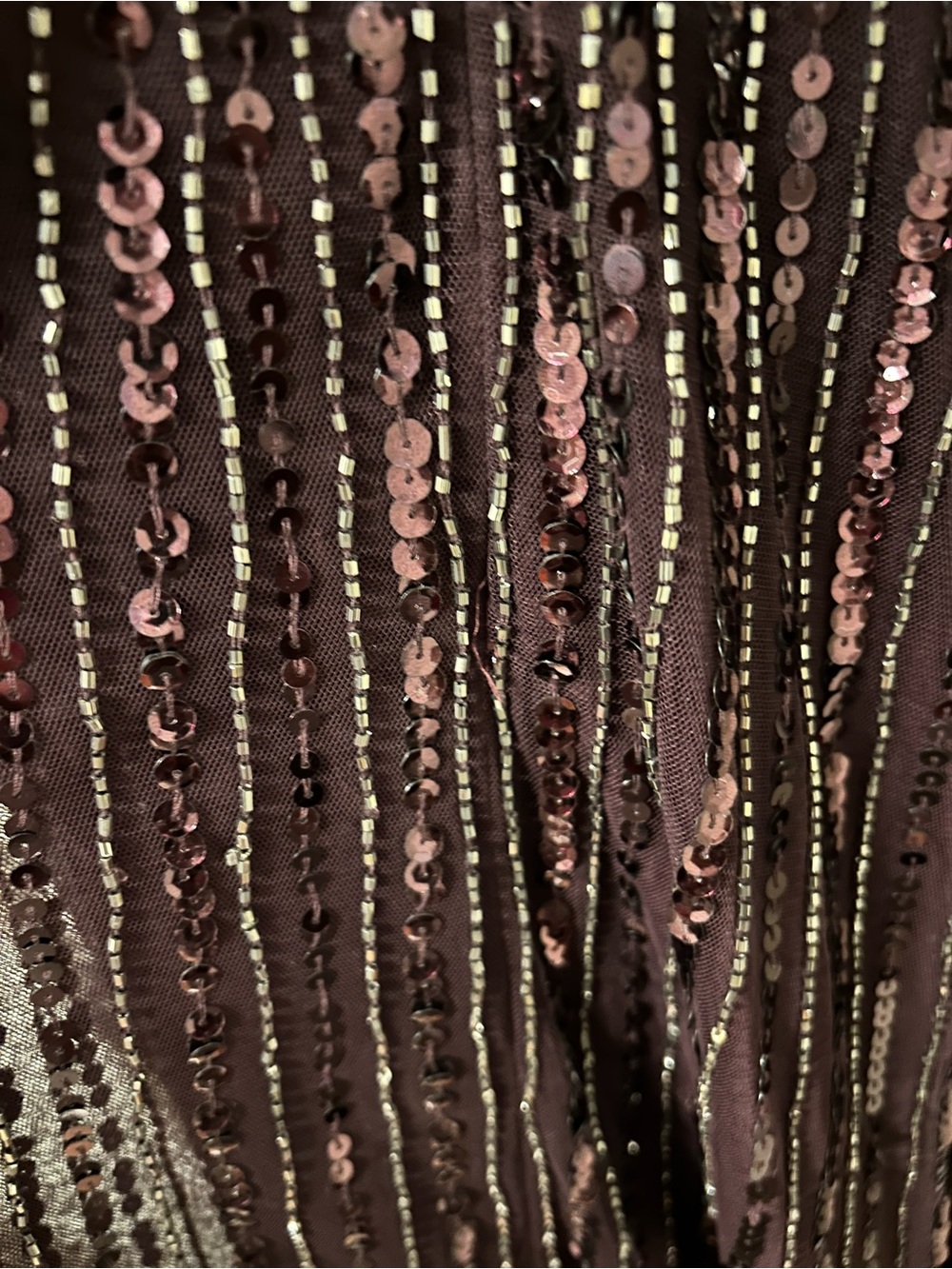 Mac Duggal Plum Beaded Sequin Flutter Sleeve Gown - Picture 12 of 16